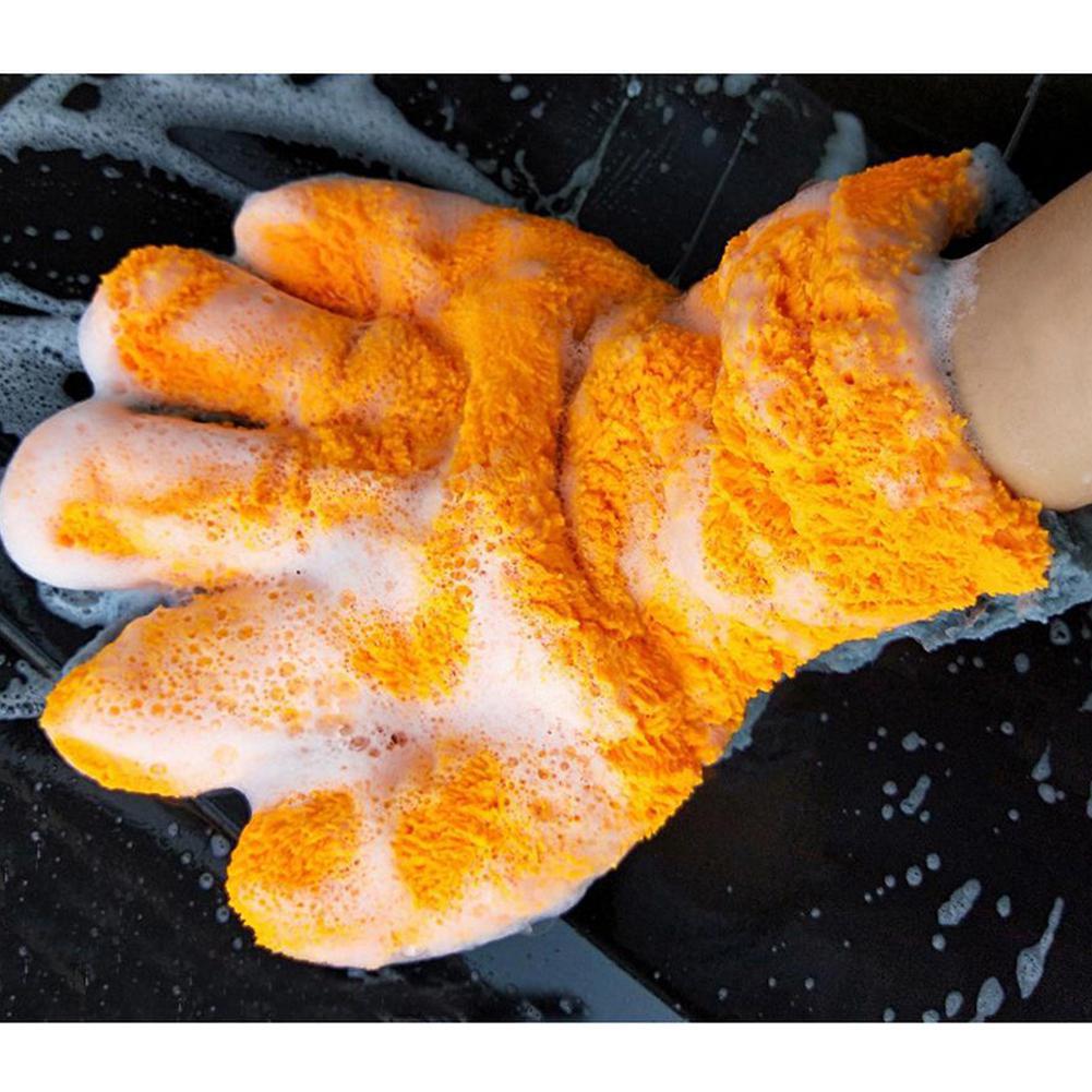 Doppel-seitige Korallen Vlies 5-Finger Handschuhe Multi-funktion Reinigung Handschuhe