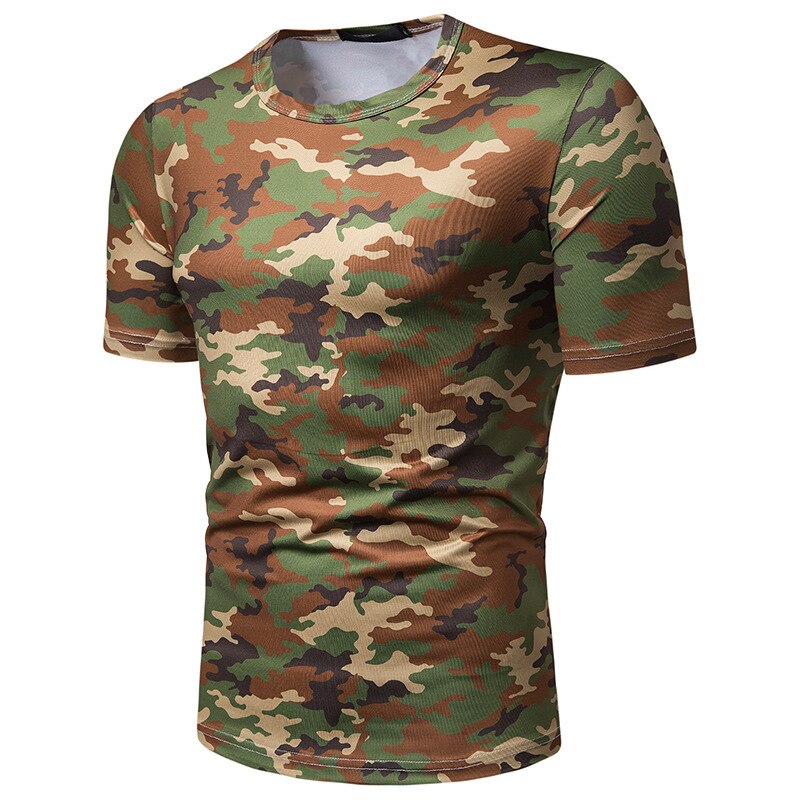 Camisetas entalladas informales para hombre, camiseta de manga corta para culturismo, camisetas de camuflaje informales, novedad de: Verde militar / L