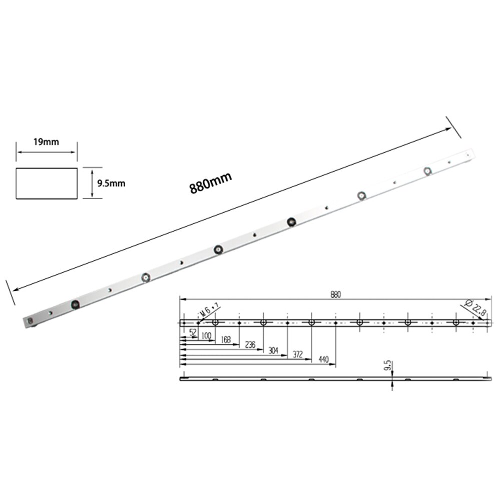 880mm Miter Gauge Woodworking Tool Rail Miter Bar Slider Table Saw Gauge Rod tool