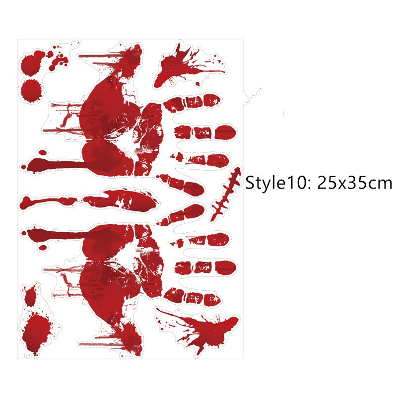 Autocollant mural avec impression de sang à la main, décorations d'halloween, autocollant avec empreinte de sang, chauve-souris de pâques: 10