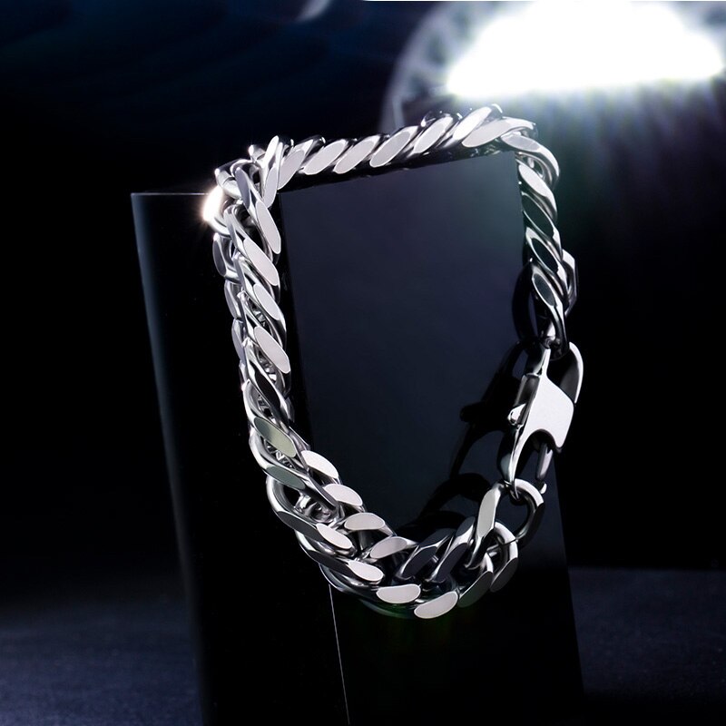 Oulai777 bracciale uomo catena in acciaio inox a portata di mano hip hop roccia braccialetto di fascino cuban link braccialetto regali per un uomo accessori