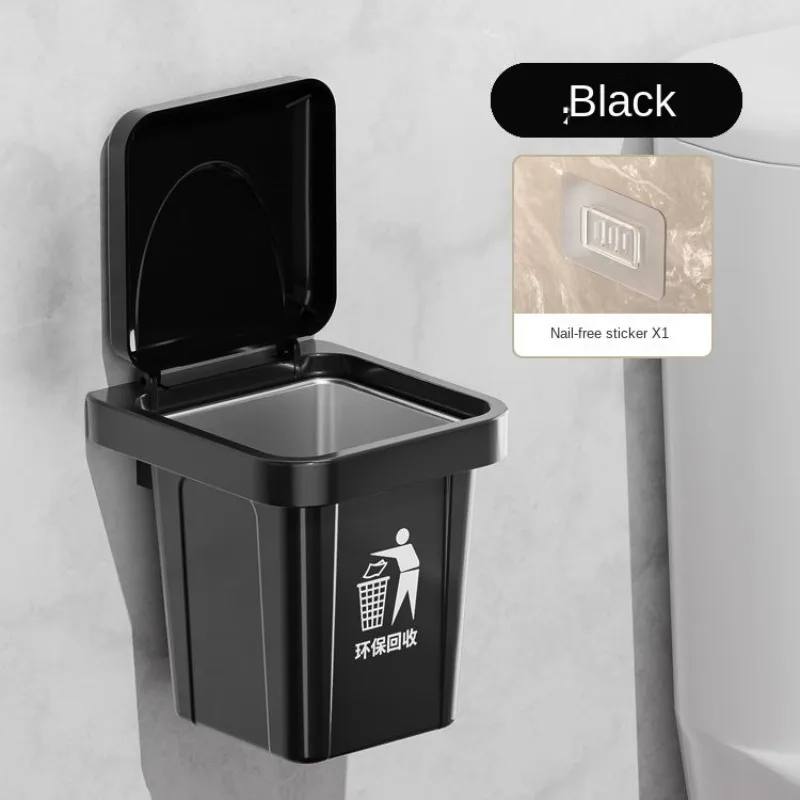 Bærbart askebeger, søppelbøtte-askebeger med lokk, askebeger i rustfritt stål, vegghengt bad, askebeger mot flyveaske: Svart