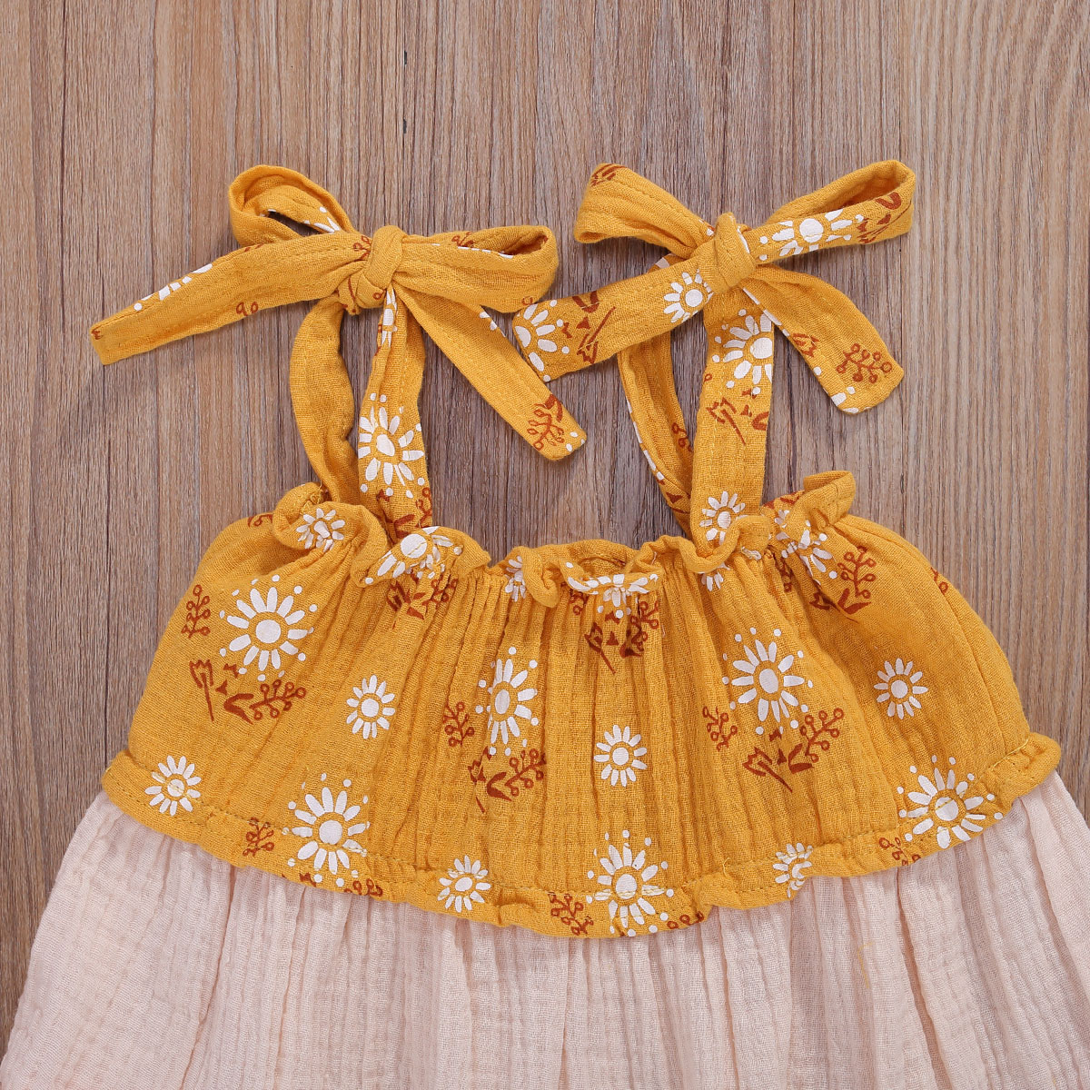 Baby sommer tøj spædbørn børn baby piger bomuld linned kjole spaghetti strop patchwork kjole afslappet farverig kjole
