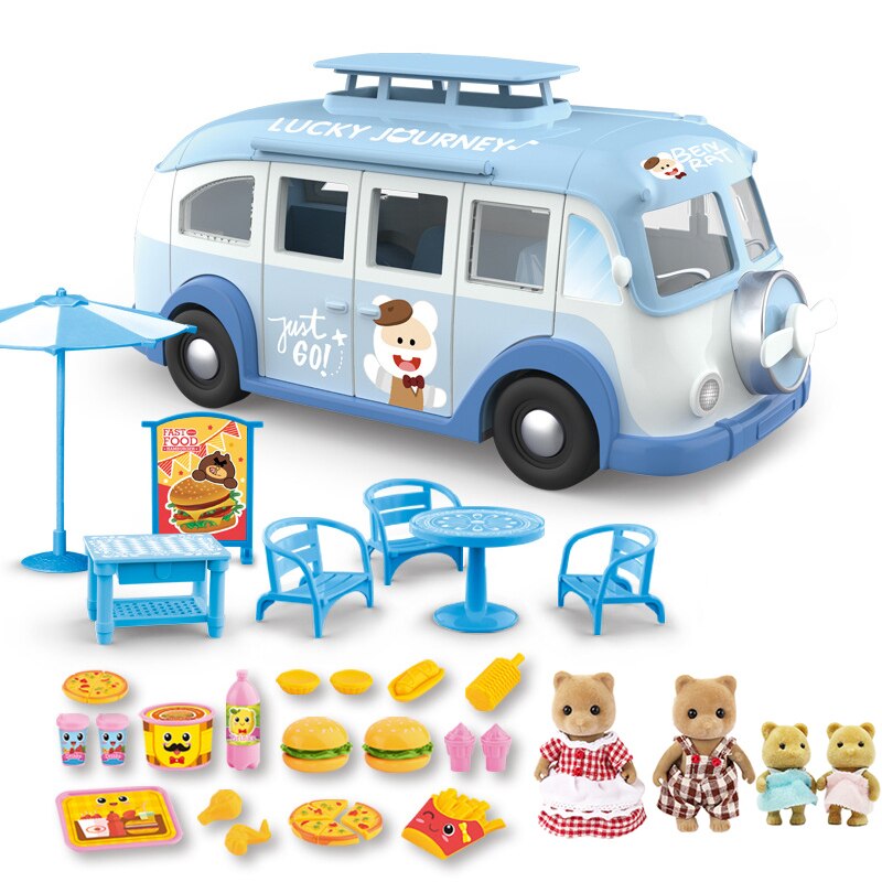 Per bambini di Simulazione Giocattolo Gioco di Casa di Famiglia del Coniglio Crema di Ghiaccio di Campeggio Per Bambini Auto RV Gioco di Casa Picnic Auto Di Compleanno regalo: 8801-2-G07