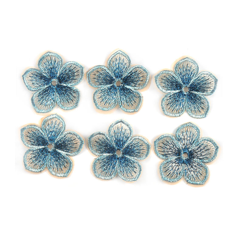 Parches de flores con borde de encaje, accesorios de costura de ropa, apliques bordados, manualidades DIY, suministros de decoración hechos a mano, 5 colores, 10 piezas, 4,5 cm: Níquel negro