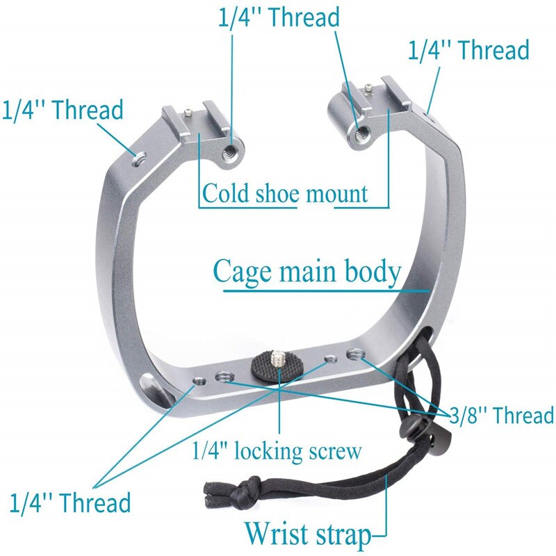 Mango estabilizador de agarre para GoPro Hero 9 8 7 Hero, aleación de aluminio negro, Micro película submarinismo, accesorio para cámaras de acción