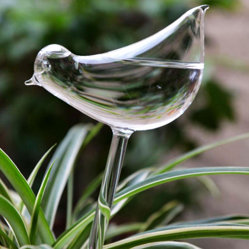 Plante vanner glass fugl form plante hage automatisk selvvanning enhet sprinkler hage klart glass dekorativt vanningsverktøy