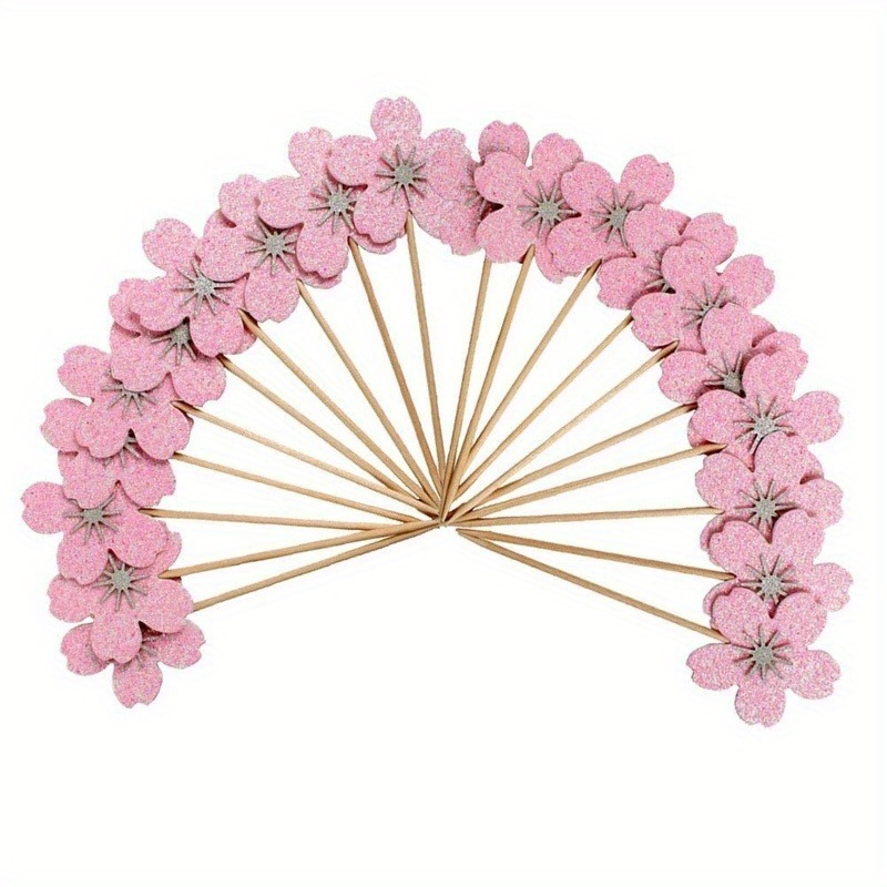 10 stuks kersenbloesems cupcake topper tandenstoker dessert toppers taart decoratie picks voor bruiloft verjaardag feestartikelen: Default Title