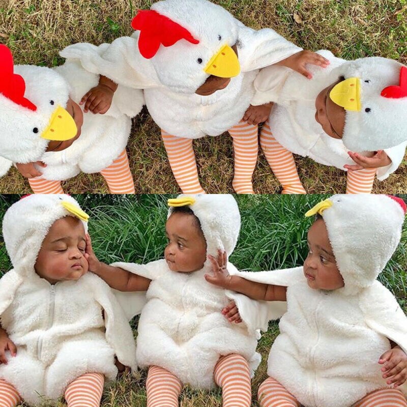 Kids Baby Girl Boy Fuzzy Chick Romper Jumpsuit Outfits Halloween Cosplay Costume