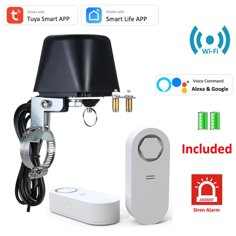 Tuya WiFi alarme fuite d&#39;eau 120DB bip sirène détecteur inondation protection contre les fuites d&#39;eau ensemble scène intelligente avec contrôleur de vanne intelligent
