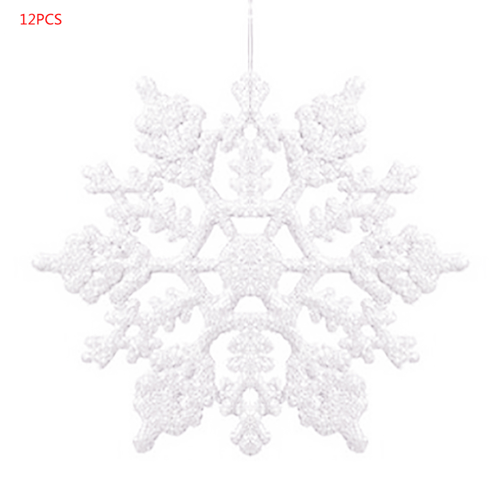 12 Stuks Plastic Kerst Xmas Sneeuwvlok Ornamenten Tiny Sparkling Sequin Glitter Sneeuw Op String Wedding Decor: NO.7
