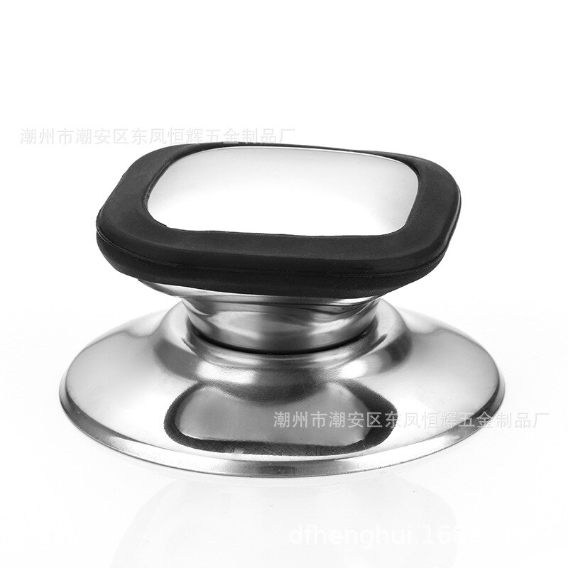 Universal grydelåg i rustfrit stål tophåndtag anti skoldning gryde kedel låg håndtag hætte låg løftemoment køkkenredskaber: Sort