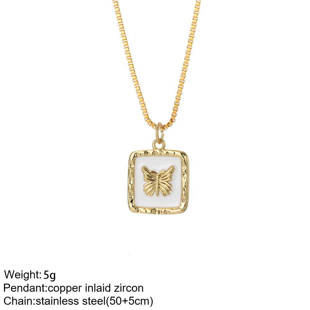 Collier à nœud pour femmes, pendentif en forme de cœur papillon mignon, couleur or, colliers à longue chaîne en acier inoxydable, Cadenas de cou Para Hombre en: Couleur or pur