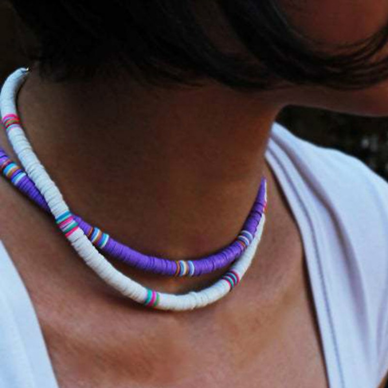 Colliers de perles en vinyle pour femmes et filles, fait à la main, coloré, à la , pour la plage, pour les , été