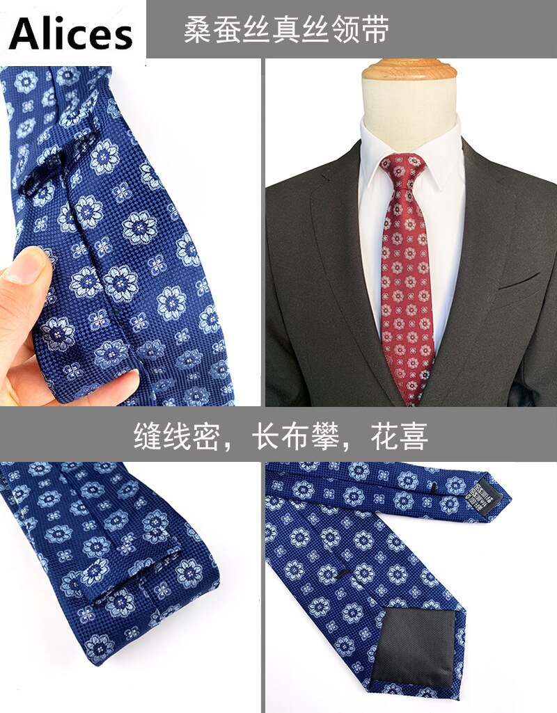100% Silk Men's Ties 9cm Business Blue Leisure Wedding Groom Neckwear Necktie Formal Gravata Father's Day