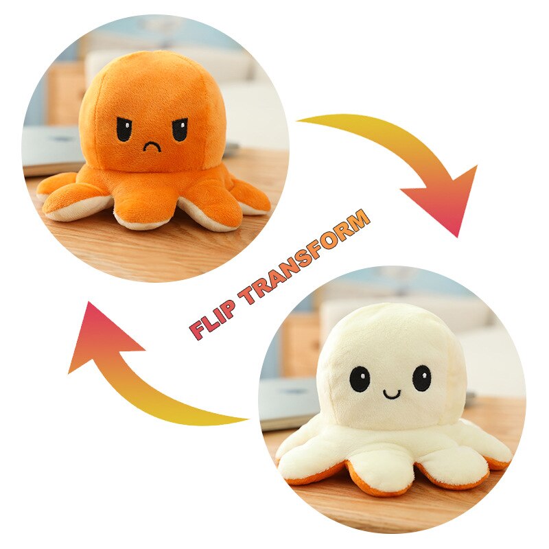 Double-Sided Flip Octopus Toys Kids Soft Plush Doll Animals Peluches Toys Reversible Stuffed Pillow Toy Xmas Birthday Baby