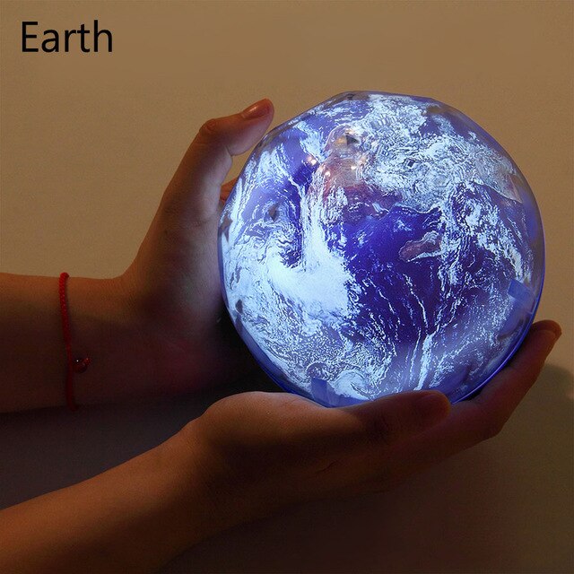 Proyector de luz nocturna de cielo estrellado, lámpara LED de planeta mágico, universo tierra, giratoria colorida Estrella intermitente niños, de Navidad para bebés: Earth / Remote