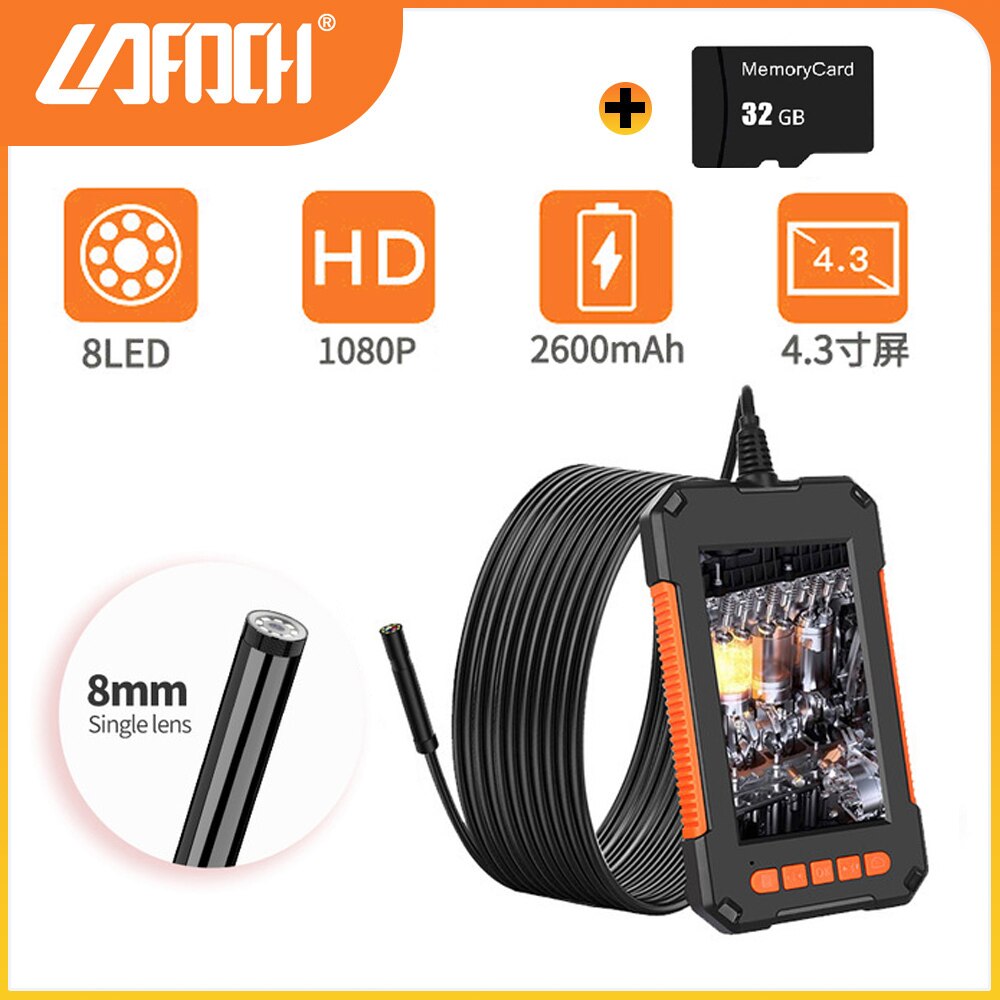 Professionele Endoscoop Camera Hd 4.3 ''Lcd Industriële Mechanische Inspectie Borescope Handheld IP67 Waterpoor Camera Met 32Gb