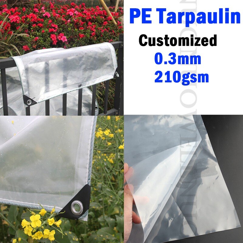 Tela transparente a prueba de lluvia para jardín, balcón, toldo, PE para lona de plantas suculentas, mantiene el calor, 0,3mm