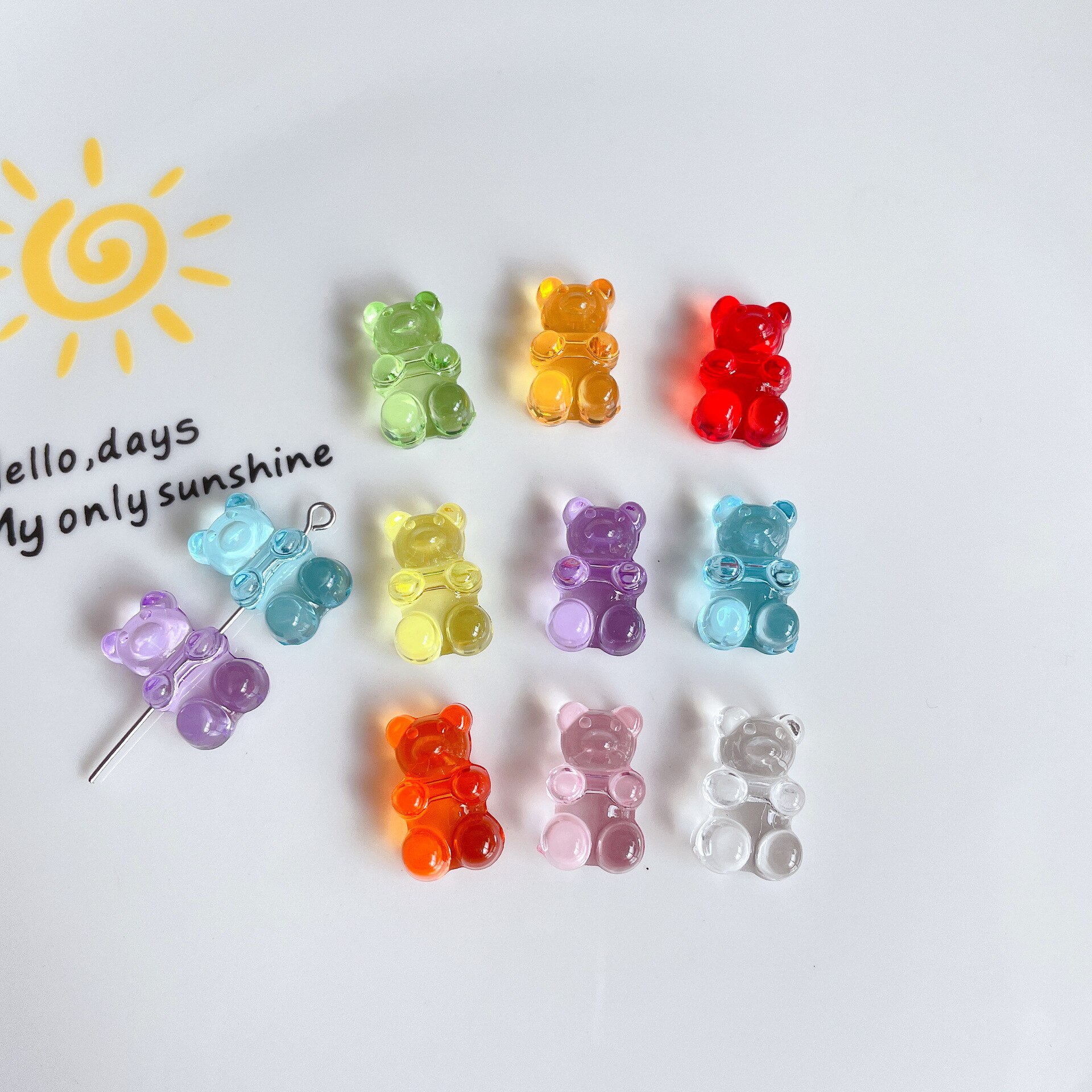Rainbow Kleurrijke Leuke Gummy Bear Acryl Kralen Voor Sieraden Maken Ketting Armband Oorbellen Beren Kerstcadeau Kruis Gat