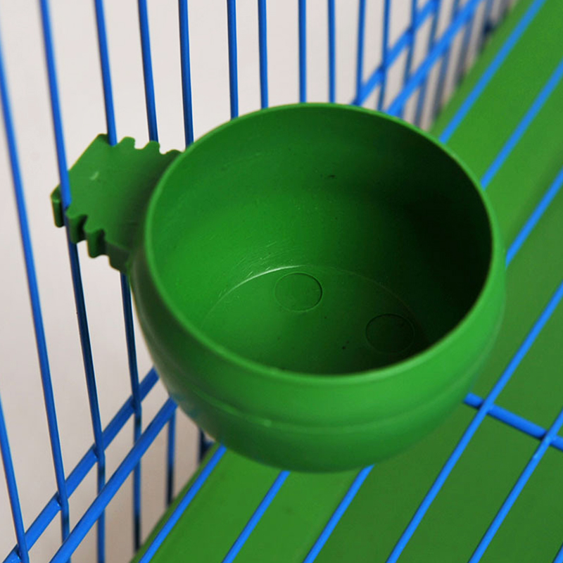 Plastic Bird Cage Feeder Round Bird Food Water Bowl Parrot Pigeons Feeding Cup Bird Pet Aviary Hanging Drinking Feeding Bowl