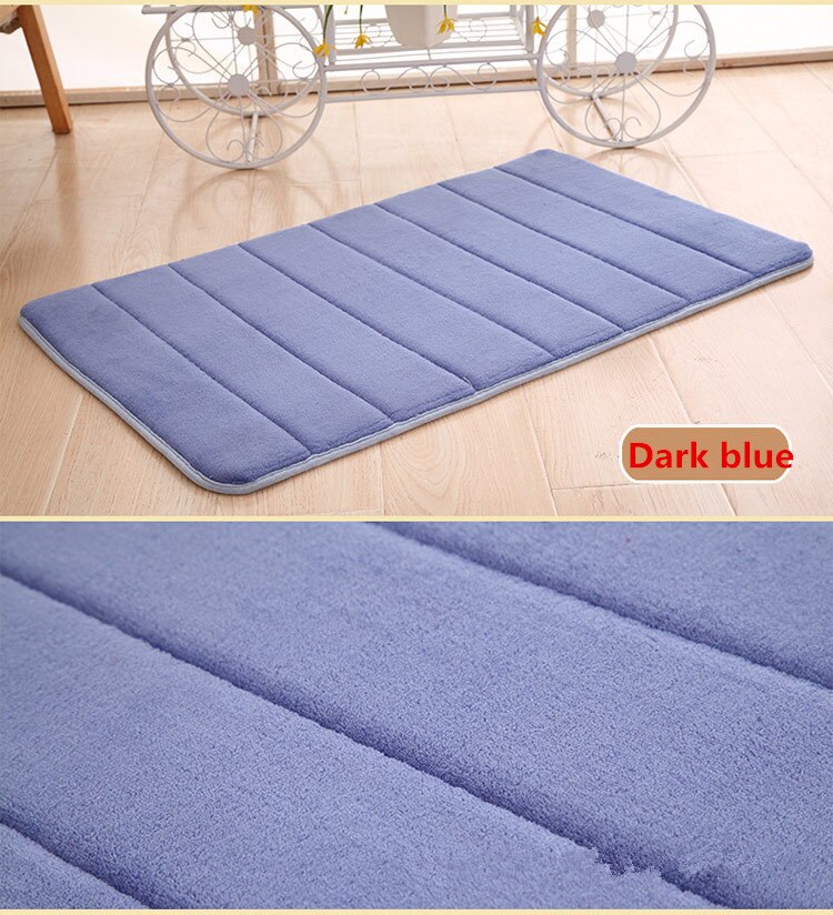 40*60cm Bath Mat Bathroom Carpet Water Absorption Rug Shaggy Memory Foam Bathroom Mat Set kitchen Door Floor: Deep Blue