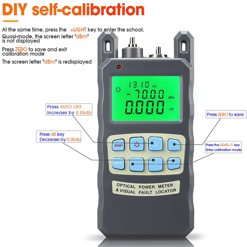 All-IN-ONE Optical Power Meter with Visual Fault Locator Optical Fiber Tester 10KM VFL