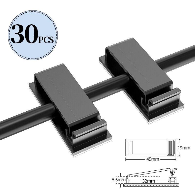 !ACCEZZ 30pc Large Wire Organizer Cable Holder Cord Management Harness Clamp Clip for PC Power Cable Wiring Desktop Cord Manager: 30pcs Black 3M