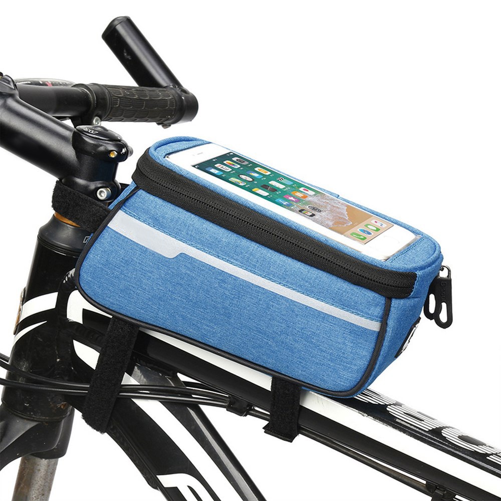 6- inch mobiele telefoon tas holster waterdichte fietstas nylon fiets voorbuis tas houder rijaccessoires: Blauwe kleur