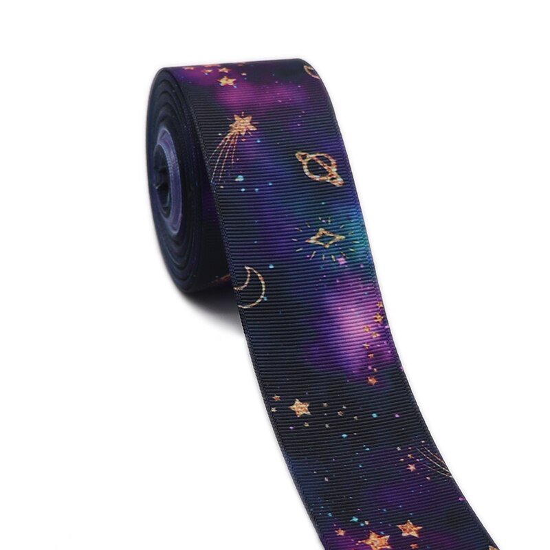 5 Yards 1.5" 38MM Purple Starry Sky Printed Ribbon For Hair Bows DIY Crafts Handmade Accessories Y2020121703: 2004009