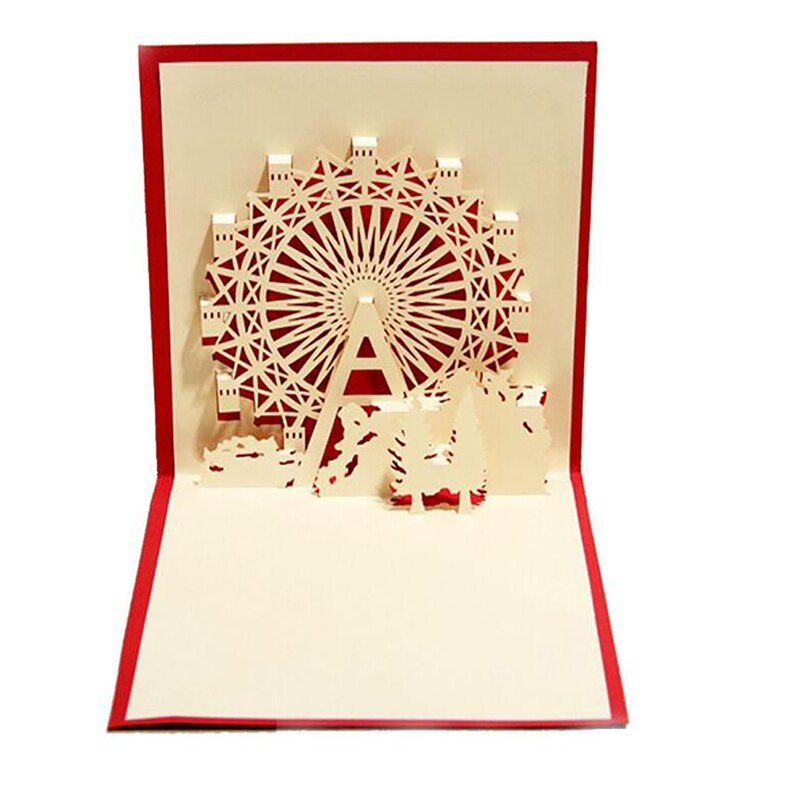 Pop up-kort 3d populära upp-kort år julkort glad pariserhjul 3d hälsning bebis röd hopfällbar typ retro