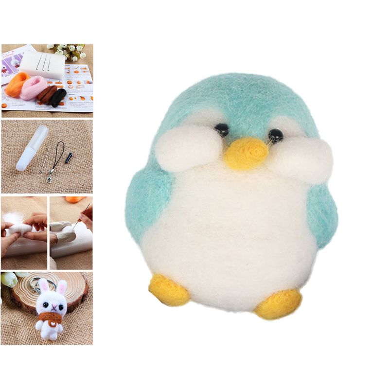 Penguin Wool Felt Craft DIY Unfinished Poked Handcraft Kit Material Bag Pack Handmade Key Chain