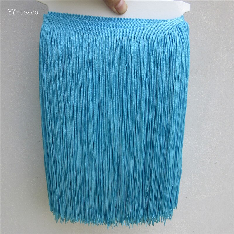 YY-tesaco 5yards 30cm Wide Lace Fringe Trim Tassel Fringe Trimming For DIY Latin Dress Stage Clothes Accessories Lace Ribbon: Blue