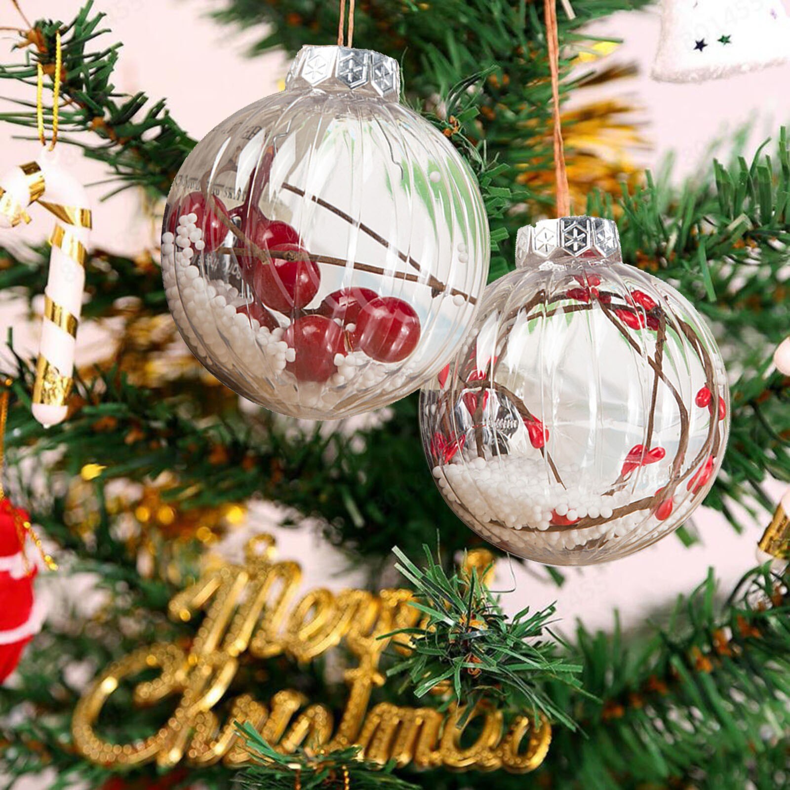 Plastic Transparante Bal Ornamenten Kerstboomversiering Ballen Xmas Boom Bal Decoraties Gelukkig Nieuwjaar