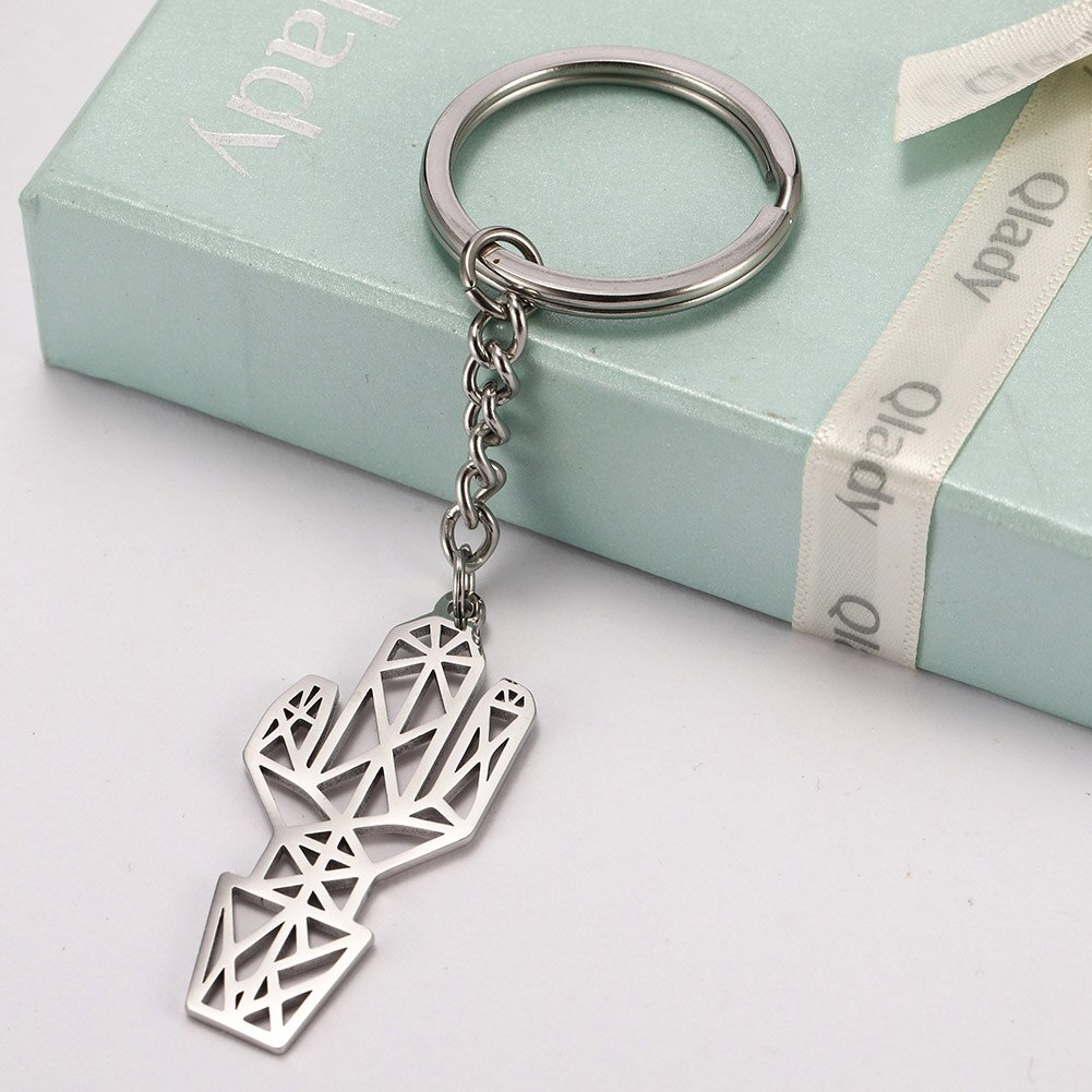 SKYRIM Hollow Cactus Cacti Plant Keychain Key-ring Stainless Steel Key Ring Holder Pendant For To Bag Women Men