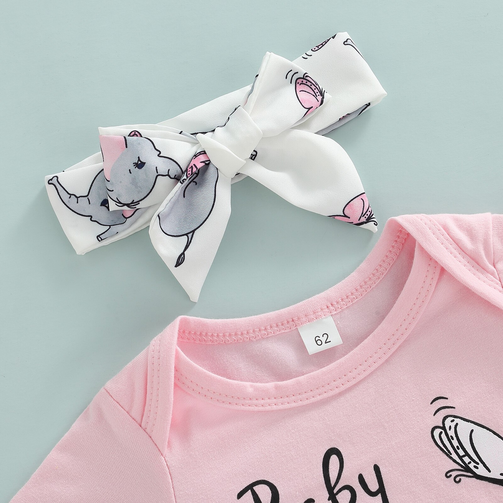 Baby Baby Meisjes Korte Mouw Romper + Jarretel Rok + Bow Hoofdband, Pasen Cartoon Bunny Patroon Kleding