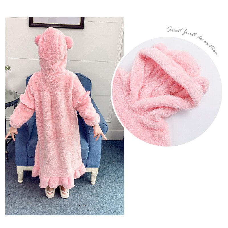 Albornoz con capucha para niña, bata de baño de franela gruesa para madre e hija, bata de dormir, ropa de casa familiar, de invierno