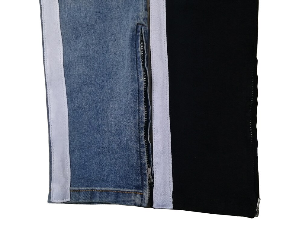 Männer Jeans strecken Dünne Zerrissene Jeans Mit Streifen Seite Y5035