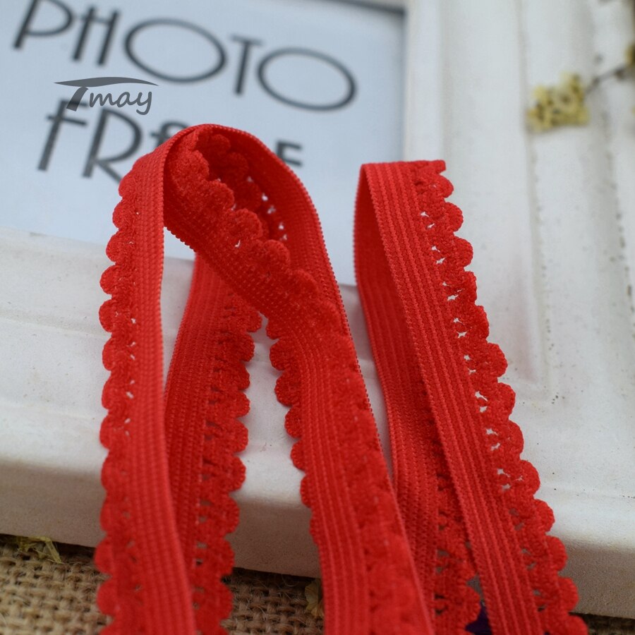 #236 røde elastikbånd med blonder 8 yards / lot 10mm brede strikkede blonde bånd syning af tilbehør applikationer undertøj top