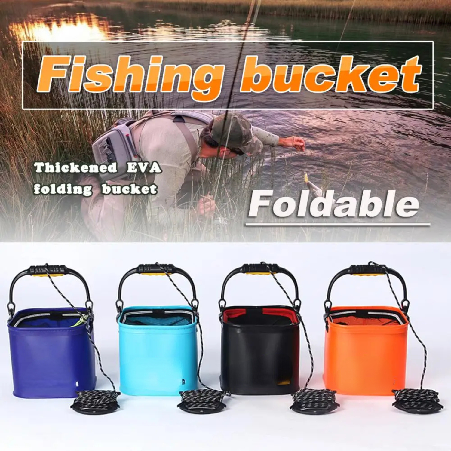 Fishing Wear Resistant Portable Folding Bait Bucket - Multifunctional Water Container