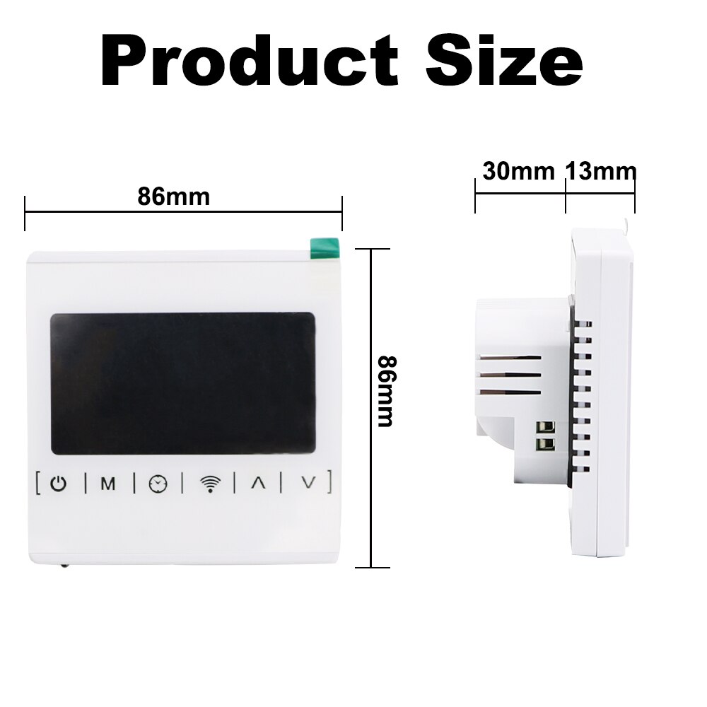 MINCO HEAT All White Smart Tuya WiFi Temperature Controller Black Back Light Electric Floor Heating 16A Room Thermostat