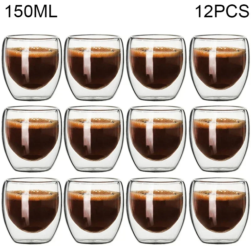 80ML/150ML 2-18szt. Podwójna ścianka Szklana filiżanka robić herbaty Kung Fu Przezroczysty kubek robić kawy Mleko Woda Wysokie borokrzemiane szkło Zestaw robić picia herbaty: biały