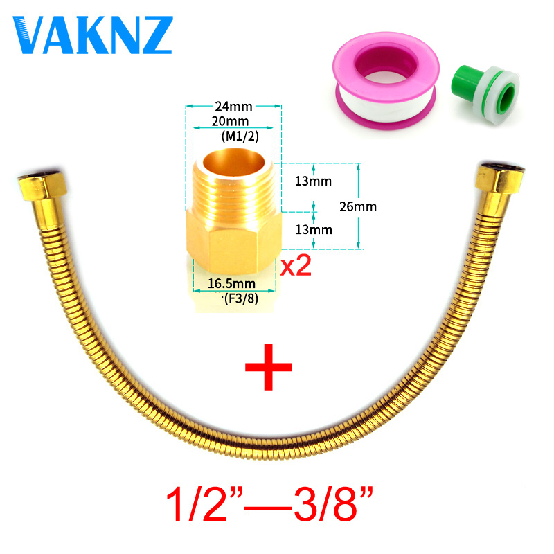 Kallt stål ducha higienico vaknz gyllene vvs slang 1/2 vinkel ventil koppling rostfri guld toalett för badrum längd: D