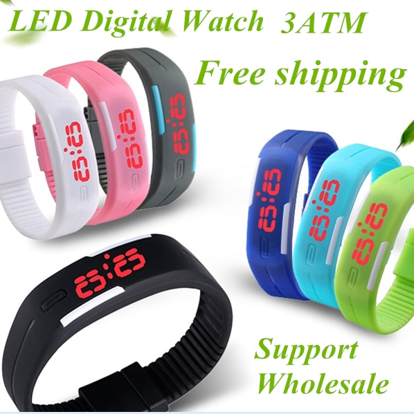 Reloj de mujer para hombre y mujer de Color caramelo, relojes de goma LED para niños, pulsera con fecha, reloj de pulsera deportivo Digital para estudiante,