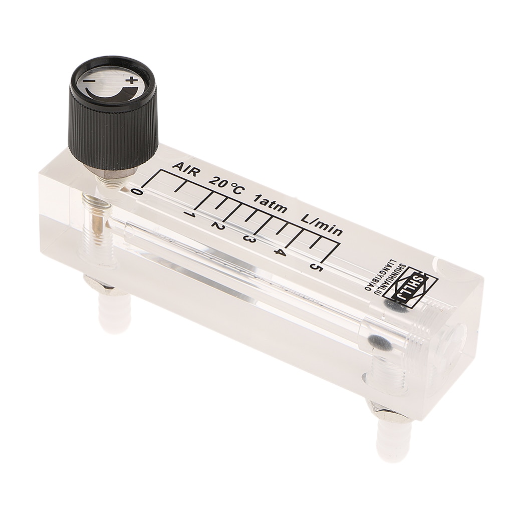 0-5LPM Oxygen Acrylic Flow Meter Flowmeter With Valve For Air, to Measure Gas Single-Phase Non-Pulsating Flowing