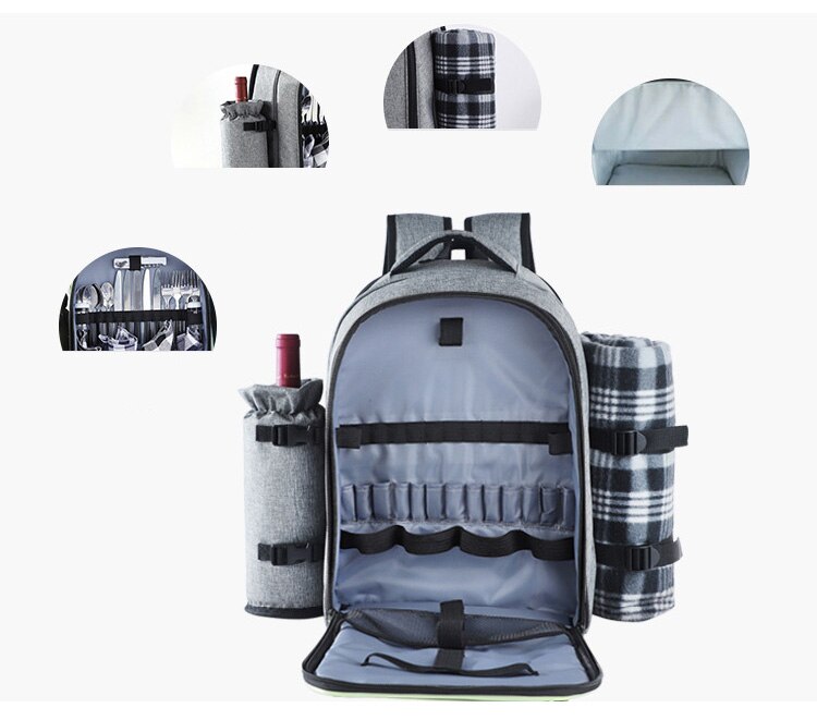 Sac à dos de pique-nique, panier de pique-nique Portable, boîte isotherme de voyage déjeuner BBQ Camping extérieur sac de pique-nique étanche