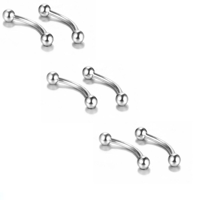 Piercing à sourcils en acier inoxydable, Lot de 5/10/20 pièces, 16G, langue banane, yeux, serpents, vrac, ensemble de bijoux: Mix 5 1.2x8mm / 10PCS
