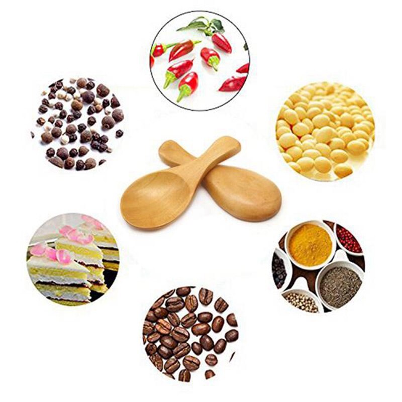 10 Pcs Wooden Salt Spoon, Mini Tableware Teaspoon, Used to The Flavor of Coffee Tea Jam Mustard Ice Cream Milk Powder