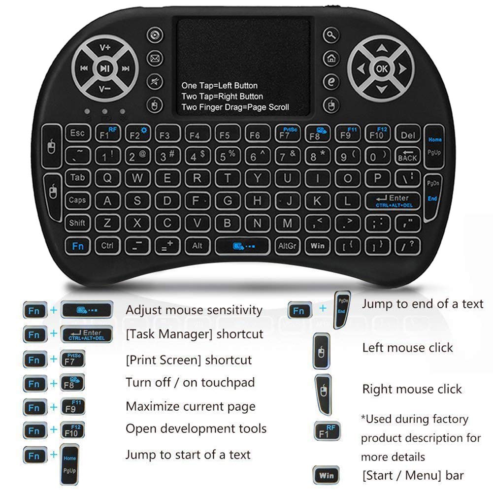 2.4G I8 Mini Keyboard Wireless Keyboard Backlit Air Mouse English Russian Spanish French Remote Control for Android TV BOX