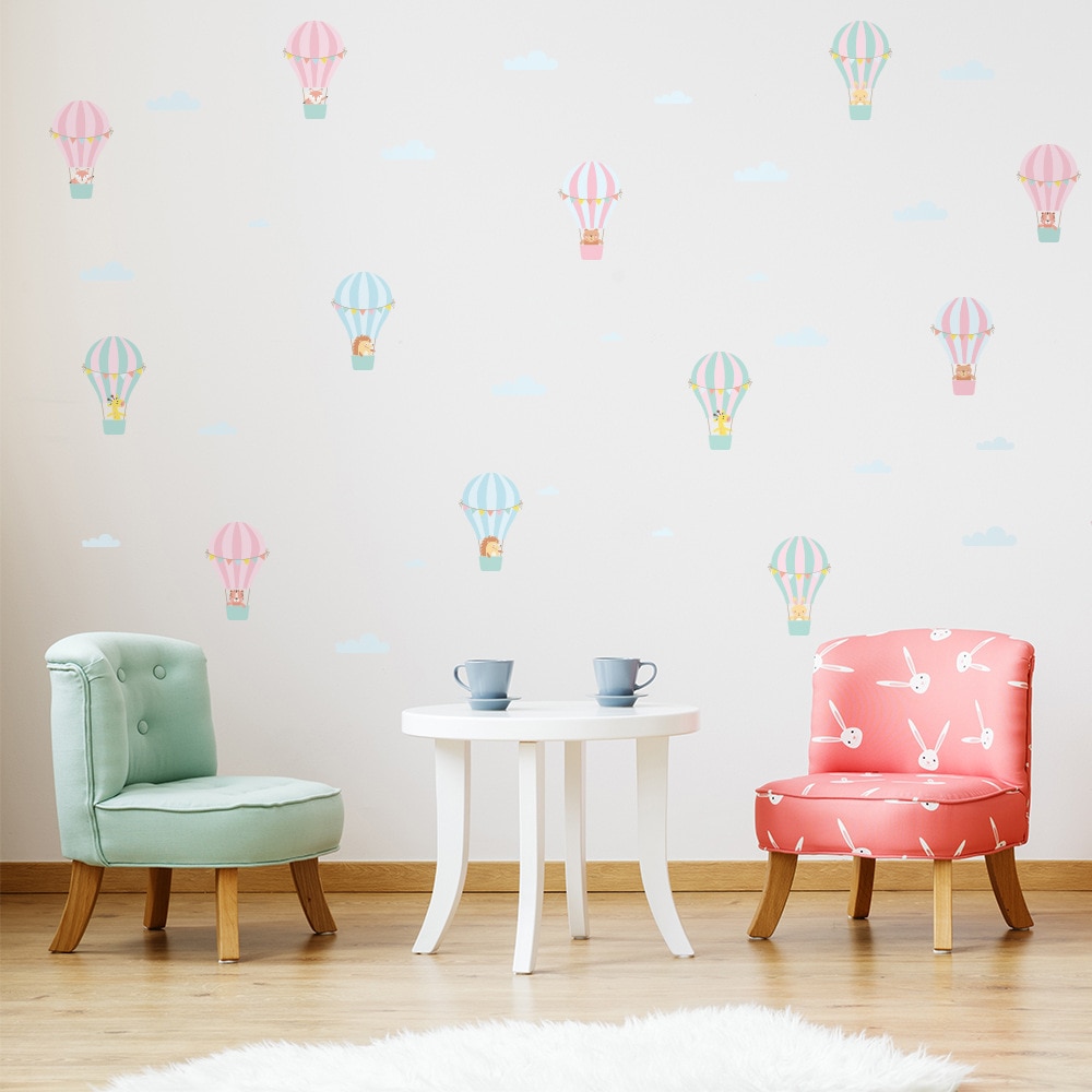 Diy Cartoon Dier Air Balloon Muursticker Voor Kinderkamer Kinderkamer Fidge Kast Decals Muurschilderingen Home Decor: Default Title
